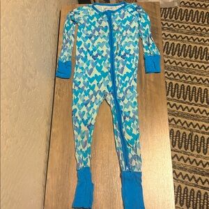 Little Sleepies Blue and White Heart Footies Size 2T